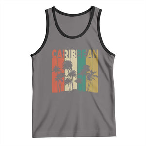 Funny Caribbean Vintage Palm Tree Sunset Summer Beach Vacation Tank Top TS11 Deep Heather Black Print Your Wear