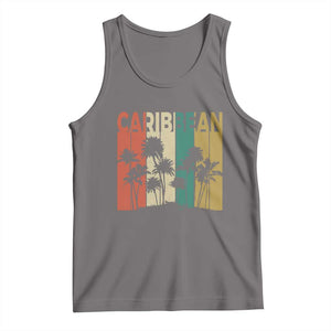 Funny Caribbean Vintage Palm Tree Sunset Summer Beach Vacation Tank Top TS11 Deep Heather Print Your Wear