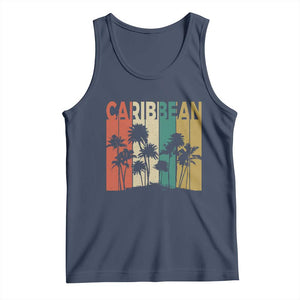 Funny Caribbean Vintage Palm Tree Sunset Summer Beach Vacation Tank Top TS11 Navy Print Your Wear