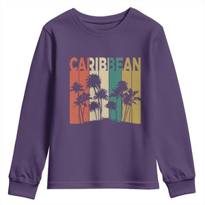 Funny Caribbean Vintage Palm Tree Sunset Summer Beach Vacation Youth Sweatshirt TS11 Purple Print Your Wear