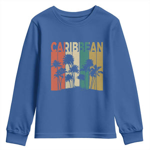 Funny Caribbean Vintage Palm Tree Sunset Summer Beach Vacation Youth Sweatshirt TS11 Royal Blue Print Your Wear