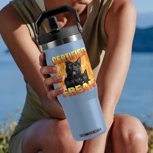 Funny Cat Meme Flip Straw Tumbler Certified Freak TS09 One Size: 30 oz Light Blue Print Your Wear