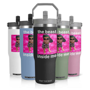 Funny Cat Meme Flip Straw Tumbler The Beast Inside Me TS09 Print Your Wear