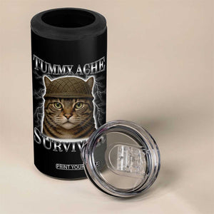 Funny Cat Meme Humor 4 in 1 Can Cooler Tumbler Tummy Ache Survivor Lightning Cats Parody TS02 Print Your Wear
