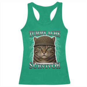 Funny Cat Meme Humor Racerback Tank Top Tummy Ache Survivor Lightning Cats Parody TS02 Irish Green Print Your Wear