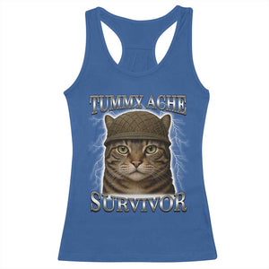 Funny Cat Meme Humor Racerback Tank Top Tummy Ache Survivor Lightning Cats Parody TS02 Royal Blue Print Your Wear