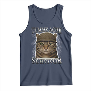Funny Cat Meme Humor Tank Top Tummy Ache Survivor Lightning Cats Parody TS02 Navy Print Your Wear