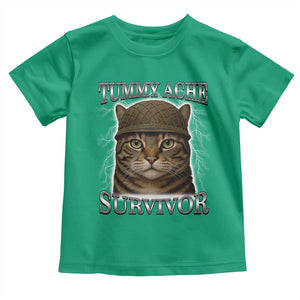 Funny Cat Meme Humor Toddler T Shirt Tummy Ache Survivor Lightning Cats Parody TS02 Irish Green Print Your Wear