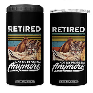 Funny Cat Retired 4 in 1 Can Cooler Tumbler Not My Problem Anymore 90s Vintage Style TS10 One Size: 16 oz Black Print Your Wear