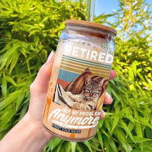 Funny Cat Retired Glass Can Not My Problem Anymore 90s Vintage Style TS10 Print Your Wear