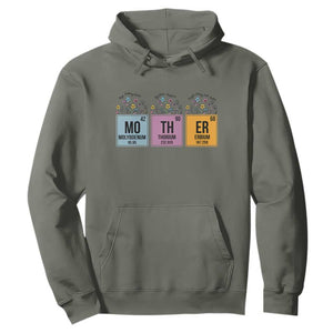 Funny Chemist Mom Hoodie Mother Flowers Periodic Table TS11 Military Green Print Your Wear