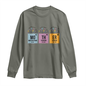 Funny Chemist Mom Long Sleeve Shirt Mother Flowers Periodic Table TS11 Military Green Print Your Wear
