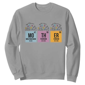 Funny Chemist Mom Sweatshirt Mother Flowers Periodic Table TS11 Sport Gray Print Your Wear
