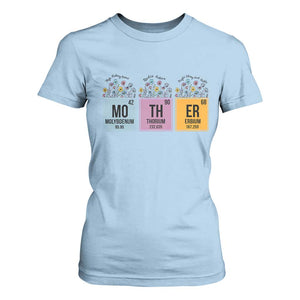 Funny Chemist Mom T Shirt For Women Mother Flowers Periodic Table TS11 Light Blue Print Your Wear