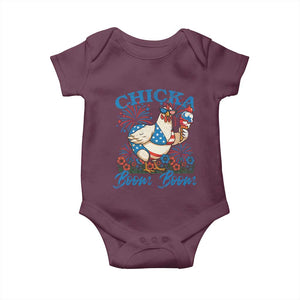 Funny Chicka Boom Boom 4th Of July Baby Onesie Patriotic Farmers Chicken Lover TS11 Maroon Print Your Wear