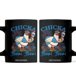 Funny Chicka Boom Boom 4th Of July Coffee Mug Patriotic Farmers Chicken Lover TS11 Black Print Your Wear
