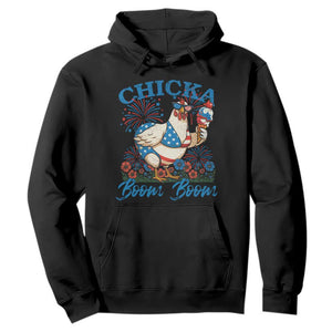 Funny Chicka Boom Boom 4th Of July Hoodie Patriotic Farmers Chicken Lover TS11 Black Print Your Wear