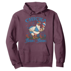 Funny Chicka Boom Boom 4th Of July Hoodie Patriotic Farmers Chicken Lover TS11 Maroon Print Your Wear