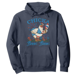 Funny Chicka Boom Boom 4th Of July Hoodie Patriotic Farmers Chicken Lover TS11 Navy Print Your Wear