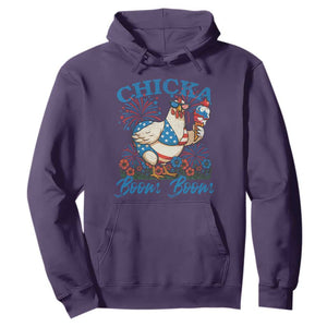 Funny Chicka Boom Boom 4th Of July Hoodie Patriotic Farmers Chicken Lover TS11 Purple Print Your Wear