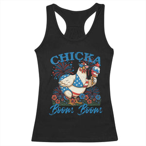 Funny Chicka Boom Boom 4th Of July Racerback Tank Top Patriotic Farmers Chicken Lover TS11 Black Print Your Wear