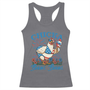 Funny Chicka Boom Boom 4th Of July Racerback Tank Top Patriotic Farmers Chicken Lover TS11 Charcoal Print Your Wear