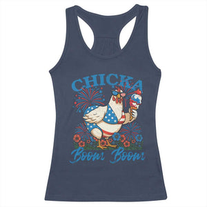 Funny Chicka Boom Boom 4th Of July Racerback Tank Top Patriotic Farmers Chicken Lover TS11 Navy Print Your Wear
