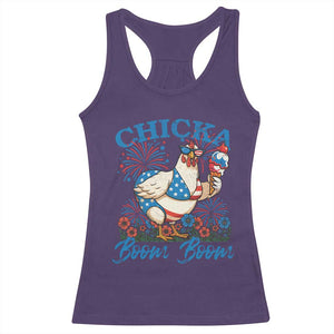 Funny Chicka Boom Boom 4th Of July Racerback Tank Top Patriotic Farmers Chicken Lover TS11 Purple Print Your Wear
