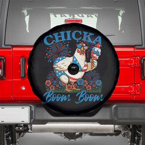Funny Chicka Boom Boom 4th Of July Spare Tire Cover Patriotic Farmers Chicken Lover TS11 Black Print Your Wear