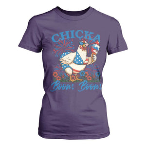 Funny Chicka Boom Boom 4th Of July T Shirt For Women Patriotic Farmers Chicken Lover TS11 Purple Print Your Wear