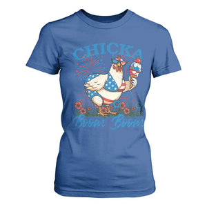 Funny Chicka Boom Boom 4th Of July T Shirt For Women Patriotic Farmers Chicken Lover TS11 Royal Blue Print Your Wear