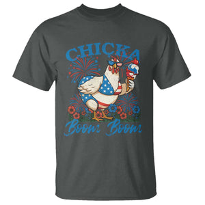 Funny Chicka Boom Boom 4th Of July T Shirt Patriotic Farmers Chicken Lover TS11 Dark Heather Print Your Wear