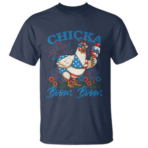 Funny Chicka Boom Boom 4th Of July T Shirt Patriotic Farmers Chicken Lover TS11 Navy Print Your Wear