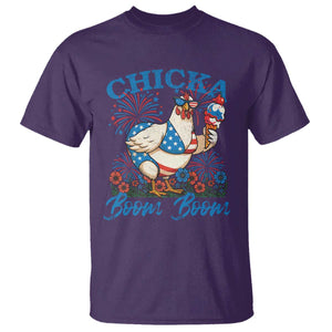 Funny Chicka Boom Boom 4th Of July T Shirt Patriotic Farmers Chicken Lover TS11 Purple Print Your Wear
