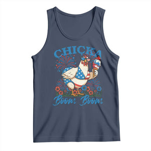 Funny Chicka Boom Boom 4th Of July Tank Top Patriotic Farmers Chicken Lover TS11 Navy Print Your Wear