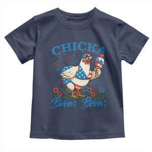 Funny Chicka Boom Boom 4th Of July Toddler T Shirt Patriotic Farmers Chicken Lover TS11 Navy Print Your Wear
