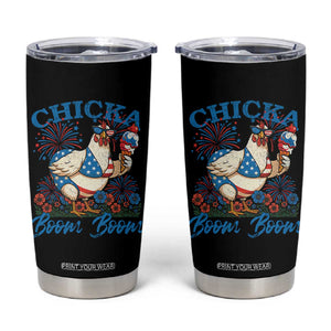 Funny Chicka Boom Boom 4th Of July Tumbler Cup Patriotic Farmers Chicken Lover TS11 Black Print Your Wear