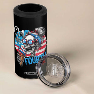 Funny Chill The Fourth Out 4th Of July 4 in 1 Can Cooler Tumbler Patriotic Skeleton Popsicle US Flag TS11 Print Your Wear