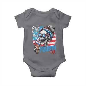 Funny Chill The Fourth Out 4th Of July Baby Onesie Patriotic Skeleton Popsicle US Flag TS11 Charcoal Print Your Wear