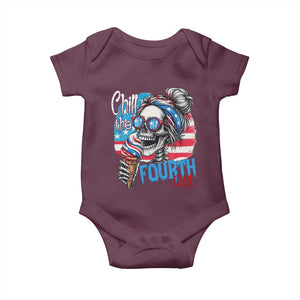 Funny Chill The Fourth Out 4th Of July Baby Onesie Patriotic Skeleton Popsicle US Flag TS11 Maroon Print Your Wear