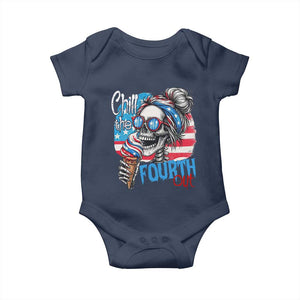 Funny Chill The Fourth Out 4th Of July Baby Onesie Patriotic Skeleton Popsicle US Flag TS11 Navy Print Your Wear
