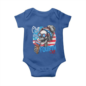 Funny Chill The Fourth Out 4th Of July Baby Onesie Patriotic Skeleton Popsicle US Flag TS11 Royal Blue Print Your Wear