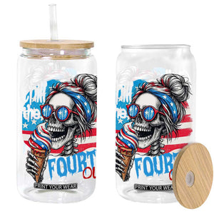 Funny Chill The Fourth Out 4th Of July Glass Can Patriotic Skeleton Popsicle US Flag TS11 Black Print Your Wear