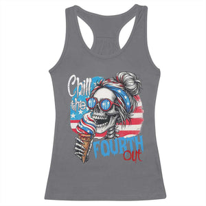 Funny Chill The Fourth Out 4th Of July Racerback Tank Top Patriotic Skeleton Popsicle US Flag TS11 Charcoal Print Your Wear