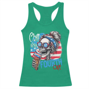 Funny Chill The Fourth Out 4th Of July Racerback Tank Top Patriotic Skeleton Popsicle US Flag TS11 Irish Green Print Your Wear