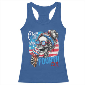 Funny Chill The Fourth Out 4th Of July Racerback Tank Top Patriotic Skeleton Popsicle US Flag TS11 Royal Blue Print Your Wear