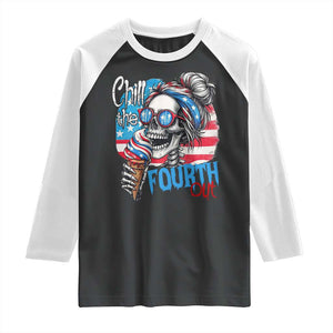Funny Chill The Fourth Out 4th Of July Raglan Shirt Patriotic Skeleton Popsicle US Flag TS11 Black White Print Your Wear