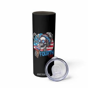 Funny Chill The Fourth Out 4th Of July Skinny Tumbler Patriotic Skeleton Popsicle US Flag TS11 Print Your Wear