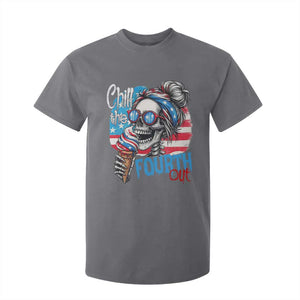 Funny Chill The Fourth Out 4th Of July T Shirt For Kid Patriotic Skeleton Popsicle US Flag TS11 Charcoal Print Your Wear