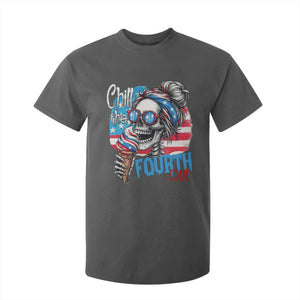 Funny Chill The Fourth Out 4th Of July T Shirt For Kid Patriotic Skeleton Popsicle US Flag TS11 Dark Heather Print Your Wear